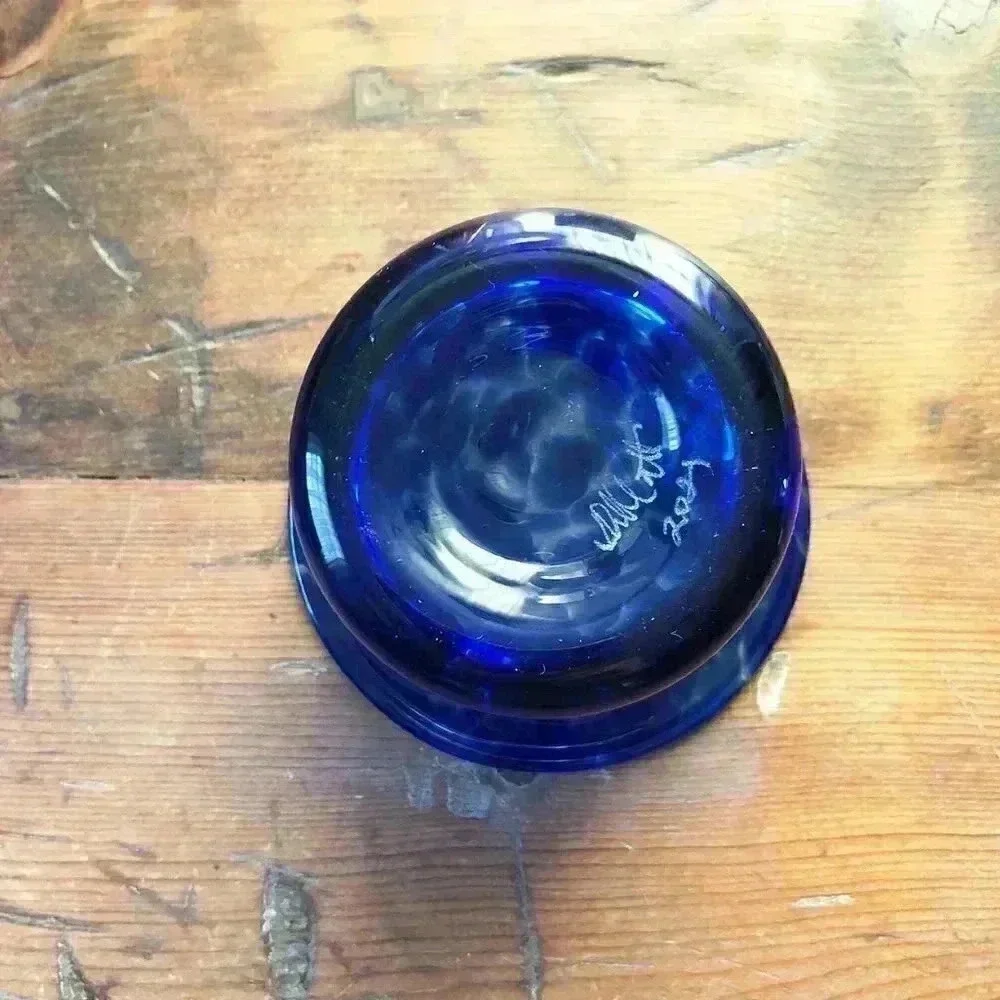 Handblown Glass Cobalt Blue Votive / Tea Light Candle Holder